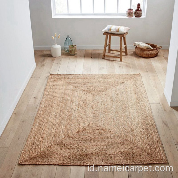 Serat alami buatan tangan rami besar karpet dikepang